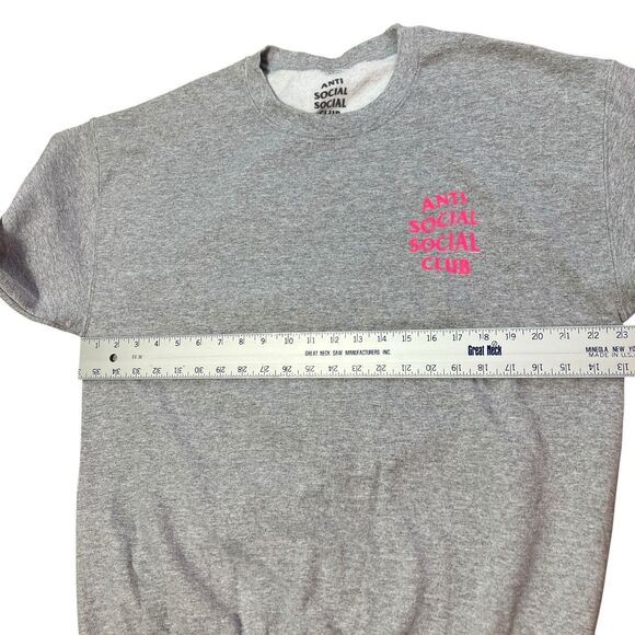 Anti Social Social Club Streetwear Sweatshirt Large Grey Pink ASSC Pullover - Picture 5 of 9
